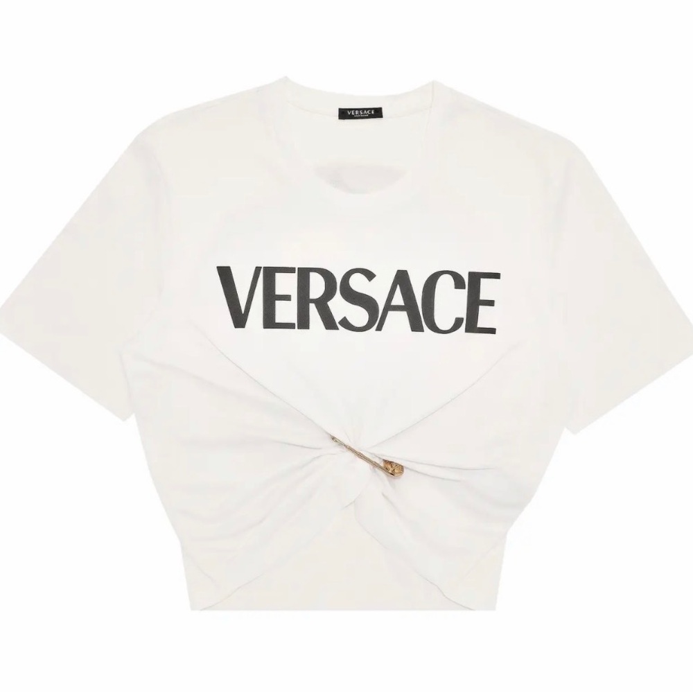 NWOT - Versace Logo Pin T-Shirt - Smiley Face on Back